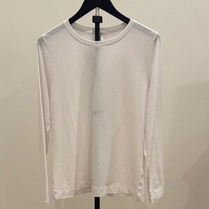 Athleta White outbound top Long Sleeve Crewneck Top